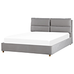 Bed Frame Light Grey Velvet Upholstery With Storage Eu King Size Bedroom Furniture Beliani