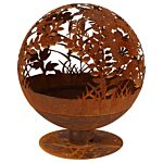 Esschert Design Fire Pit Laser Cut Flowers Rust Ff294