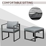 Outsunny 9pcs Patio Dining Sets 4 Chairs 4 Ottoman Cushioned Seating And Back