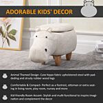 Homcom Hippo Storage Stool Cute Decoration Footrest Wood Frame Legs With Padding Lid Ottoman Animal Furniture Cream 36 X 65cm