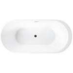 Freestanding Bath Tub Acrylic Red Oval 160 X 75 Cm Overflow System Modern Beliani