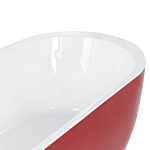 Freestanding Bath Tub Acrylic Red Oval 160 X 75 Cm Overflow System Modern Beliani