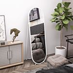 Homcom 40 X 160cm Full Length Mirror, Floor Standing, Wall-mounted Or Leaning Against Wall Tall Mirror With Support Frame, Oval Full Body Mirror For Bedroom, Living Room, White