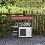 Pawhut Cat House Outdoor W/ Balcony Stairs Roof, 77 X 50 X 73 Cm, White