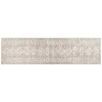 Runner Rug Light Beige 80 X 300 Cm Shaggy Rectangular Geometric Pattern Boho Traditional Style Hallway Beliani