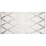 Area Rug Beige And Grey Cotton 80 X 150 Cm Rectangular Hand Woven Distressed Geometric Pattern Beliani