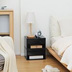 Homcom 2 Pieces Bedside Table Wall Mounted Nightstand With Drawer And Shelf For Bedroom, 37 X 32 X 21cm, High Gloss Black