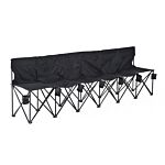 Outsunny 6 Seater Folding Sports Bench Outdoor Picnic Camping Portable Spectator Chair Steel Frame W/cup Holder & Carry Bag - Black