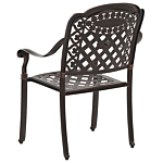 Set Of 4 Garden Dining Chairs Brown Aluminium Beige Polyester Seat Pads Vintage Beliani