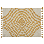 Area Rug Beige And Yellow Cotton 160 X 230 Cm Rectangular Hand Tufted Modern Abstract Living Room Bedroom Decor Beliani