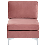 Right Hand Modular Corner Sofa Pink Velvet 5 Seater L-shaped Silver Metal Legs Glamour Style Beliani