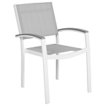 Set Of 2 Garden Chairs Grey And White Aluminium Frame Weather Resistant Beliani