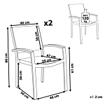 Set Of 2 Garden Chairs Grey And White Aluminium Frame Weather Resistant Beliani