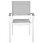 Set Of 2 Garden Chairs Grey And White Aluminium Frame Weather Resistant Beliani