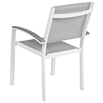 Set Of 2 Garden Chairs Grey And White Aluminium Frame Weather Resistant Beliani