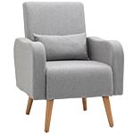 Homcom Accent Chair, Linen-touch Armchair, Upholstered Leisure Lounge Sofa, Club Chair With Wooden Frame, Grey