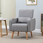 Homcom Accent Chair, Linen-touch Armchair, Upholstered Leisure Lounge Sofa, Club Chair With Wooden Frame, Grey