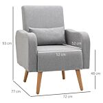 Homcom Accent Chair, Linen-touch Armchair, Upholstered Leisure Lounge Sofa, Club Chair With Wooden Frame, Grey