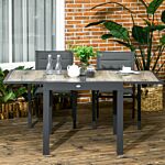 Outsunny Extending Garden Table, Outdoor Dining Table For 6, Aluminium Frame Rectangular Patio Table With Plastic Board Tabletop, Beige