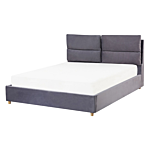 Bed Frame Grey Velvet Upholstery With Storage Eu Double Bedroom Furniture Beliani