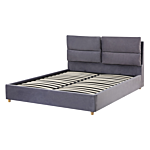 Bed Frame Grey Velvet Upholstery With Storage Eu Double Bedroom Furniture Beliani