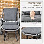 Outsunny 2 Pcs Pe Rattan Leisure Chair Set, Outdoor Reclining Patio Chair And Footrest W/ Adjustable Backrest & Cushion, Grey