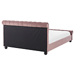 Bed Frame Pink Velvet Upholstery Black Wooden Legs King Size 5ft3 Buttoned Glam Beliani