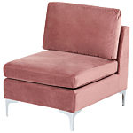 Left Hand Modular Corner Sofa Pink Velvet 4 Seater With Ottoman L-shaped Silver Metal Legs Glamour Style Beliani