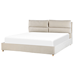 Bed Frame Light Beige Velvet Upholstery With Storage Eu Super King Bedroom Furniture Beliani