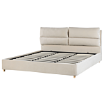 Bed Frame Light Beige Velvet Upholstery With Storage Eu Super King Bedroom Furniture Beliani