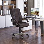 Homcom Home Office Chair High Back Computer Desk Chair With Faux Leather Adjustable Height Rocking Function Brown