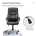 Homcom Home Office Chair High Back Computer Desk Chair With Faux Leather Adjustable Height Rocking Function Brown