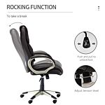 Homcom Home Office Chair High Back Computer Desk Chair With Faux Leather Adjustable Height Rocking Function Brown