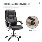 Homcom Home Office Chair High Back Computer Desk Chair With Faux Leather Adjustable Height Rocking Function Brown