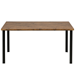 Dining Table Dark Wood Metal Legs Industrial Kitchen Beliani