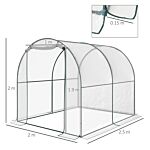 Outsunny Walk-in Polytunnel Greenhouse With Roll-up Door Transparent Tunnel Greenhouse With Steel Frame And Pvc Cover, 2.5 X 2m