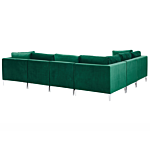 Right Hand Modular Corner Sofa Green Velvet 6 Seater L-shaped Silver Metal Legs Glamour Style Beliani