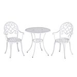 Outsunny 3pcs Garden Table Set Bistro Set Round Table And 2 Chairs For Outdoor Indoor Patio Balcony Aluminium