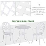 Outsunny 3pcs Garden Table Set Bistro Set Round Table And 2 Chairs For Outdoor Indoor Patio Balcony Aluminium