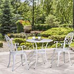 Outsunny 3pcs Garden Table Set Bistro Set Round Table And 2 Chairs For Outdoor Indoor Patio Balcony Aluminium