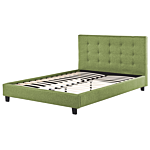 Eu Super King Size Bed Green Fabric 6ft Upholstered Frame Buttoned Headrest Beliani