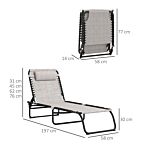 Outsunny 2 Pcs Folding Sun Lounger Beach Chaise Chair Garden Cot Camping Recliner With 4 Position Adjustable Cream White