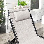 Outsunny 2 Pcs Folding Sun Lounger Beach Chaise Chair Garden Cot Camping Recliner With 4 Position Adjustable Cream White