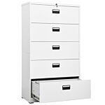 Vidaxl Filing Cabinet White 90x46x164 Cm Steel