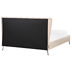 Bed Frame Beige Velvet Upholstery Golden Metal Legs Eu King Size 5ft3 With Usb Port Headboard Modern Glam Bedroom Beliani