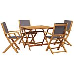 Vidaxl 5 Piece Garden Dining Set Anthracite Fabric And Solid Wood