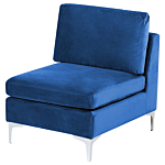 Right Hand Modular Corner Sofa Blue Velvet 6 Seater With Ottoman L-shaped Silver Metal Legs Glamour Style Beliani