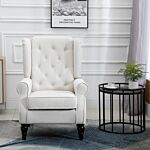 Homcom Wingback Accent Chair, Retro Upholstered Button Tufted Occasional Chair For Living Room And Bedroom, Cream White