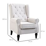 Homcom Wingback Accent Chair, Retro Upholstered Button Tufted Occasional Chair For Living Room And Bedroom, Cream White