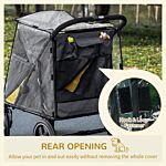 Pawhut One-click Foldable Pet Travel Stroller With Rain Cover, Cat Dog Pushchair With Front Wheels, Shock Absorber, Storage Bags, Mesh
